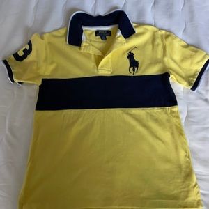 Polo, M (10-12), boys, yellow & blue shirt.